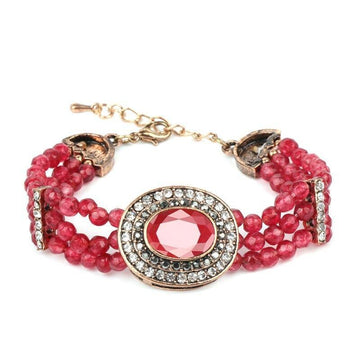 Luxury Boho Natural Stone Antique Gold Hand Made Crystal Retro Ethnic Bracelet - The Jewellery Supermarket